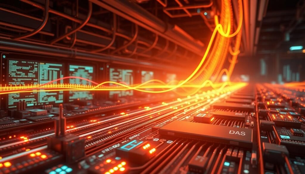 A detailed technical illustration of data transfer rates, featuring an intricate network of high-speed data cables, circuit boards, and glowing data visualizations. The scene is illuminated by warm, directional lighting, creating depth and emphasizing the complex interplay of components. The overall composition conveys a sense of power, efficiency, and technological advancement, reflecting the cutting-edge capabilities of the USB4 v2.0 standard. The image should have a clean, minimalist aesthetic, allowing the technical details to take center stage. A detailed technical illustration of data transfer rates, featuring an intricate network of high-speed data cables, circuit boards, and glowing data visualizations. The scene is illuminated by warm, directional lighting, creating depth and emphasizing the complex interplay of components. The overall composition conveys a sense of power, efficiency, and technological advancement, reflecting the cutting-edge capabilities of the USB4 v2.0 standard. The image should have a clean, minimalist aesthetic, allowing the technical details to take center stage.
